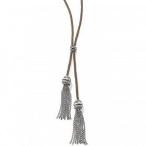 Brighton Neptune's Rings Silver Tassel Necklace Adjustable Lariat‎ Bead Rope Y2K